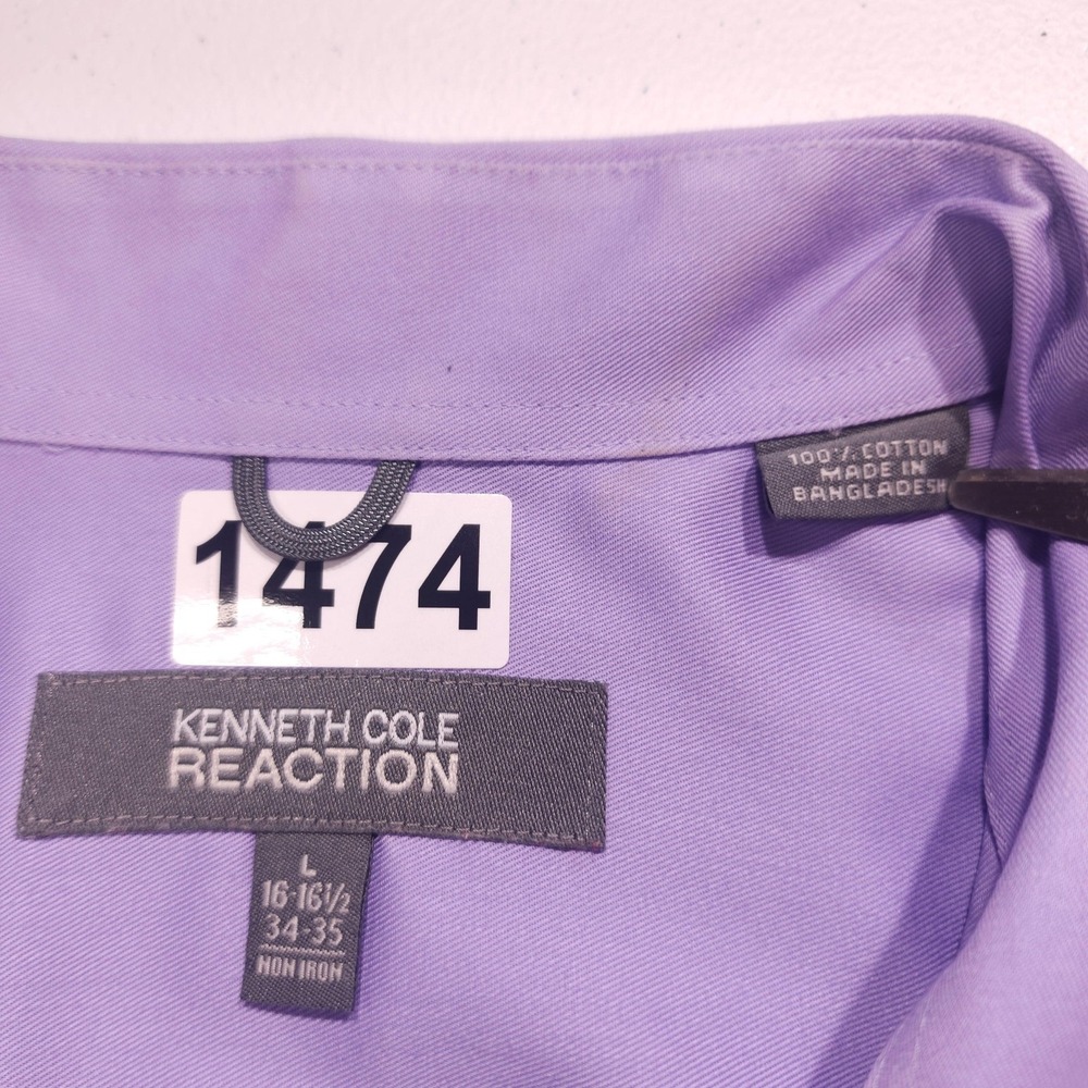 Kenneth Cole Non Iron Dress Shirt Men L Purple - Picture 4 of 8